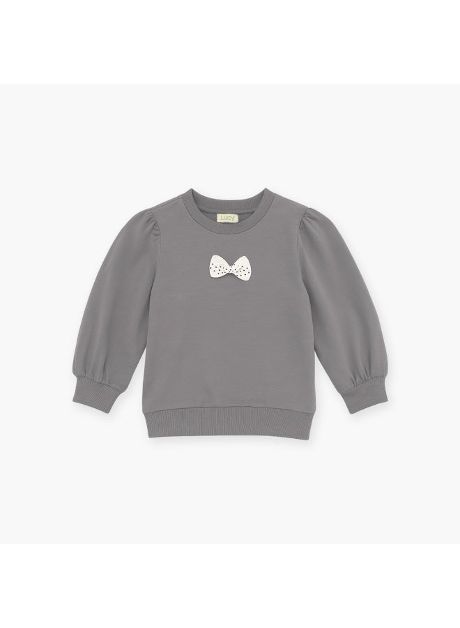 لؤي طقم ملابس شتوية للبنات من لؤي | بلوزة وبنطال من الصوف القطني العضوي | ملابس شتوية ناعمة ومريحة | طقم أنيق (رمادي) - Image 4